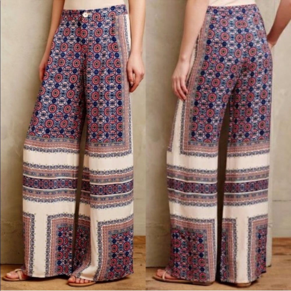 Anthropologie Elevenses Yida Wide Leg Boho Palazzo Pants